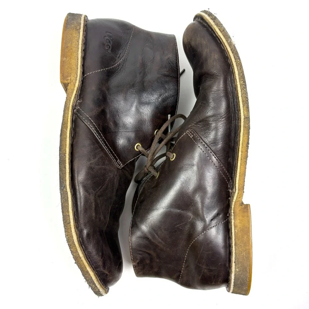 UGG Leighton‎ Chukka Boots Mens Sz 12 Chocolate Brown 3275 Sherpa Insoles